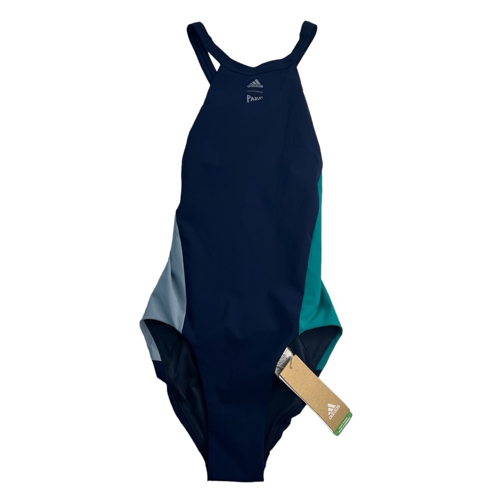 adidas Parley blue one piece bathing suit size 30" nwt